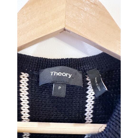 Theory Bundle Petite Navy Blue Striped Short Sleeve Knit Camisole Top - Picture 3 of 12